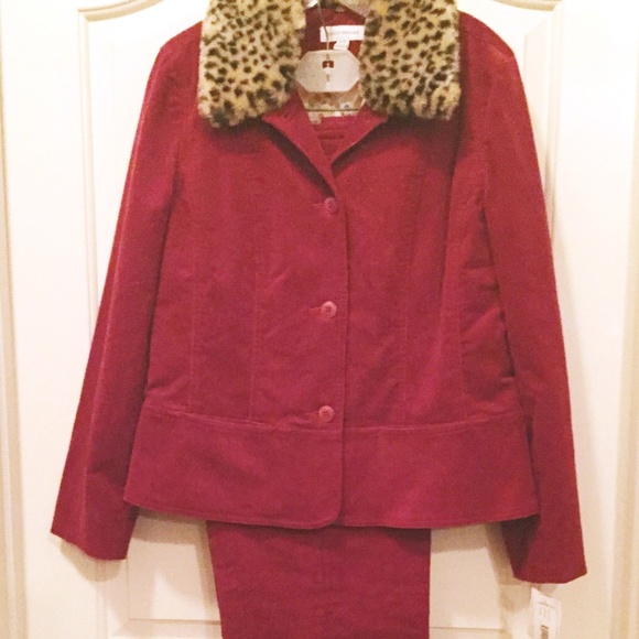 Cotton Corduroy Slacks Pants Mix & Match Weekend Separates Brick Red Sz 14 NWT - Picture 2 of 8